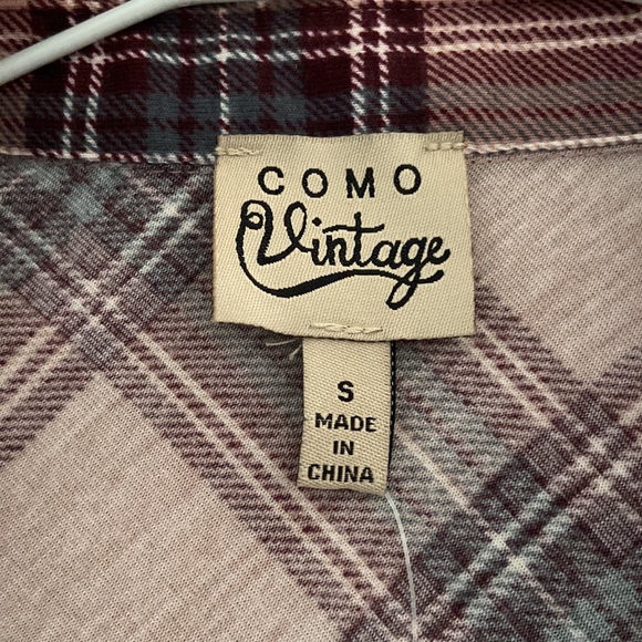 NWT Como Vintage Plaid Button Up Top Size Small - Picture 4 of 10